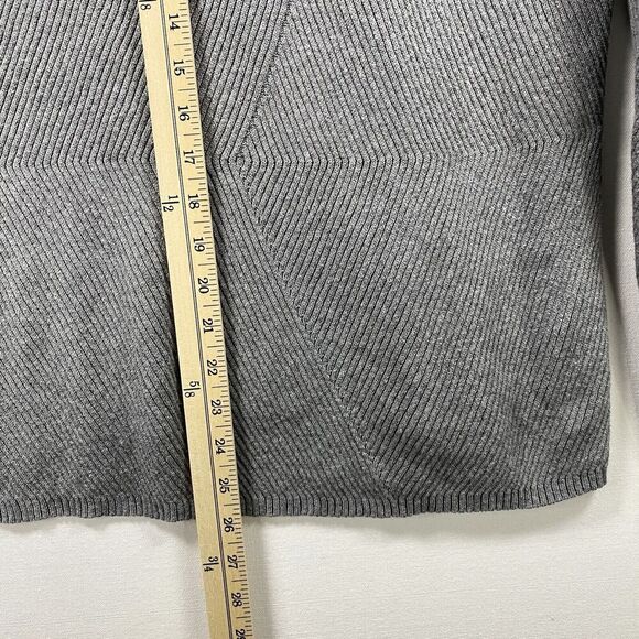 J Jill Gray Ribbed Knit Oversized Pullover Sweater Geometric Medium - Picture 6 of 7